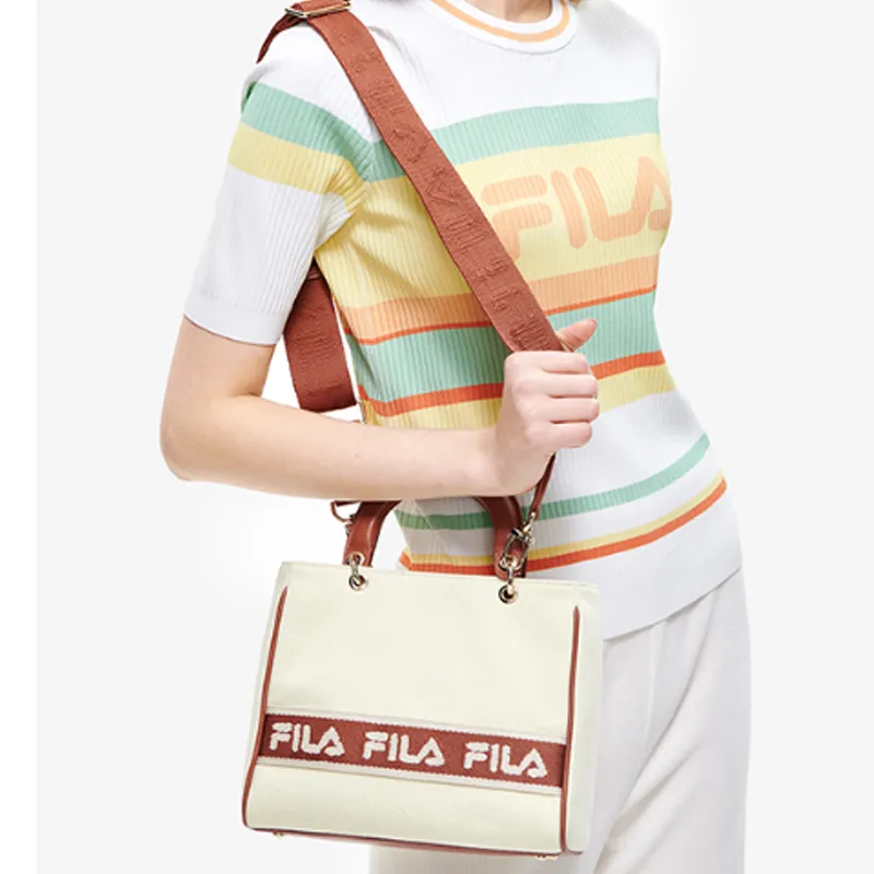FILA PU Portable Small Bag Trendy Bag, Shoulder Bag, Crossbody Bag Regular Women's Calamus White-4