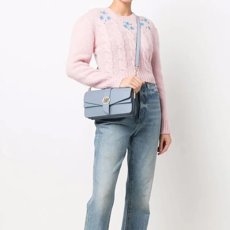 MICHAEL KORS Greenwich Cow Leather Shoulder Bag Women's Blue-4