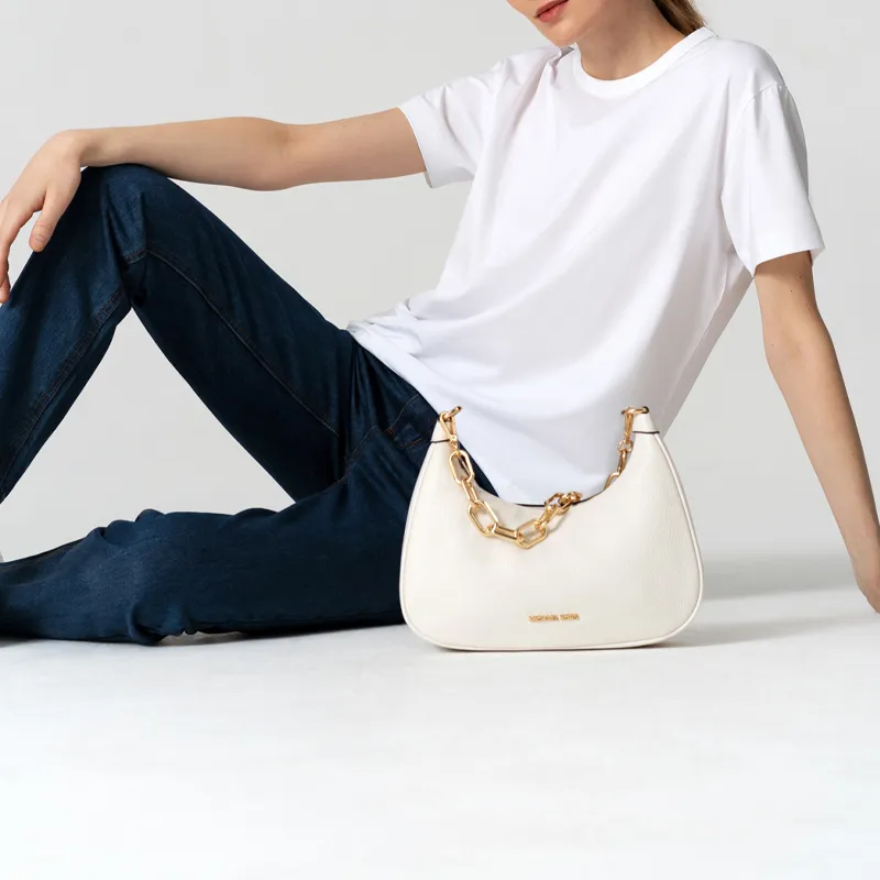MICHAEL KORS Leather Chain Bag Moon Shaped Bag Handbag Shoulder Bag Women's White-2
