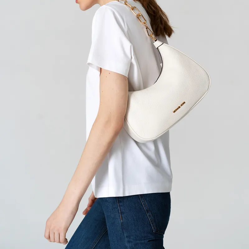MICHAEL KORS Leather Chain Bag Moon Shaped Bag Handbag Shoulder Bag Women's White-3