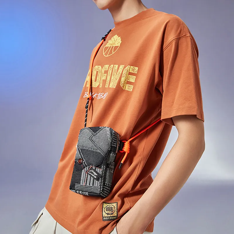 LiNing Fabric Shoulder Bags Small Square Bag Crossbody Bags Regular Unisex Gray-5