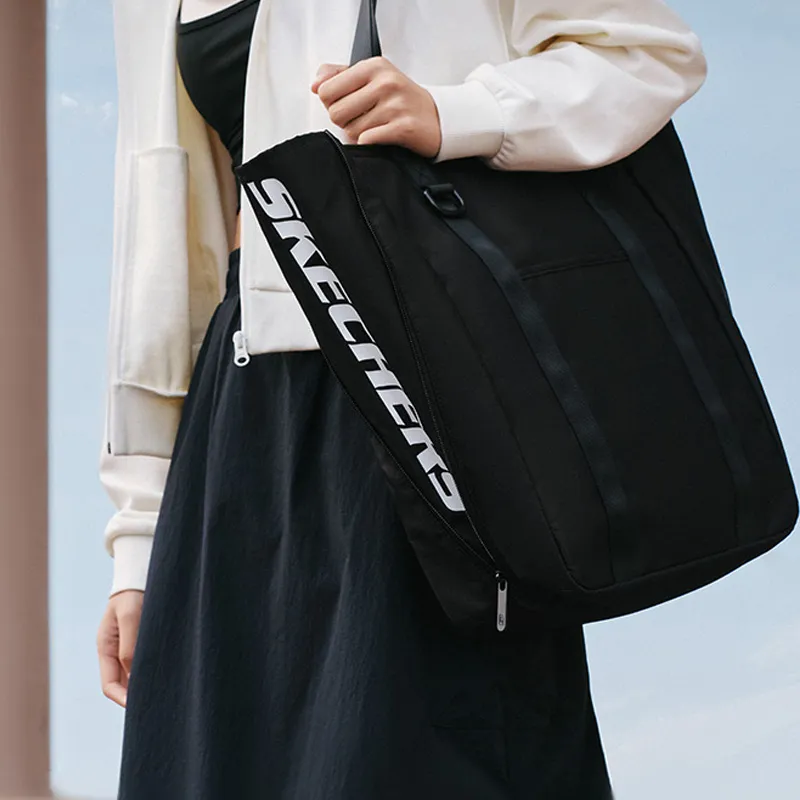 Skechers Fabric Tote Bag Shopping Bag Handbag Shoulder Bag Large Size Unisex Carbon Black-3