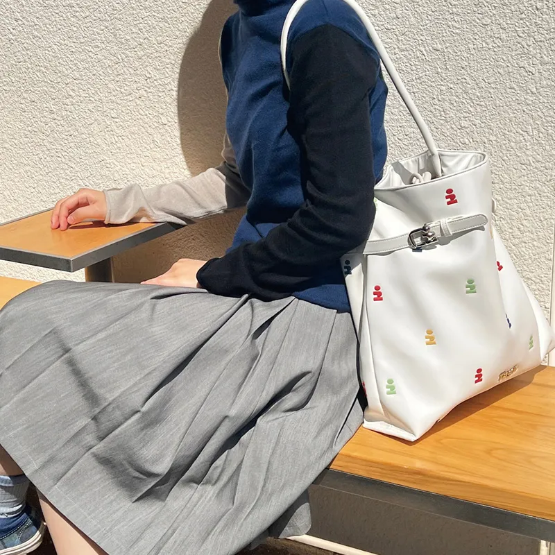 Tagi. Canvas Tote Bag Shopping Bag Lace Up Hobo One Shoulder Handbag Medium Size Women's Imaginative Building Blocks-7