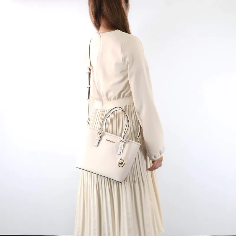 MICHAEL KORS Jet Set Leather Tote Bag Portable Crossbody Bag Shoulder Bag Women's Milk White-10