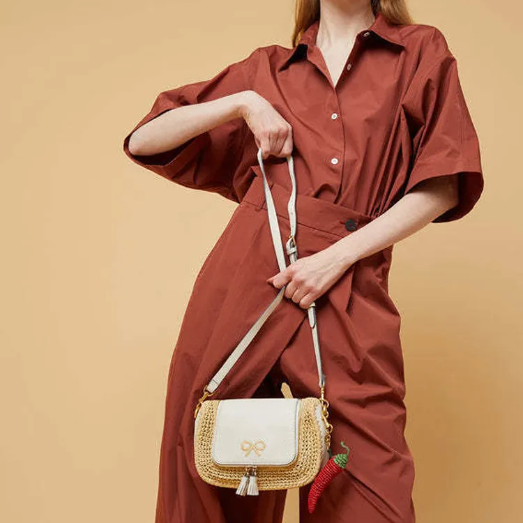 Anya Hindmarch Leather With Raffia Briefcase, Crossbody Bag, Shoulder Bag Women's-4