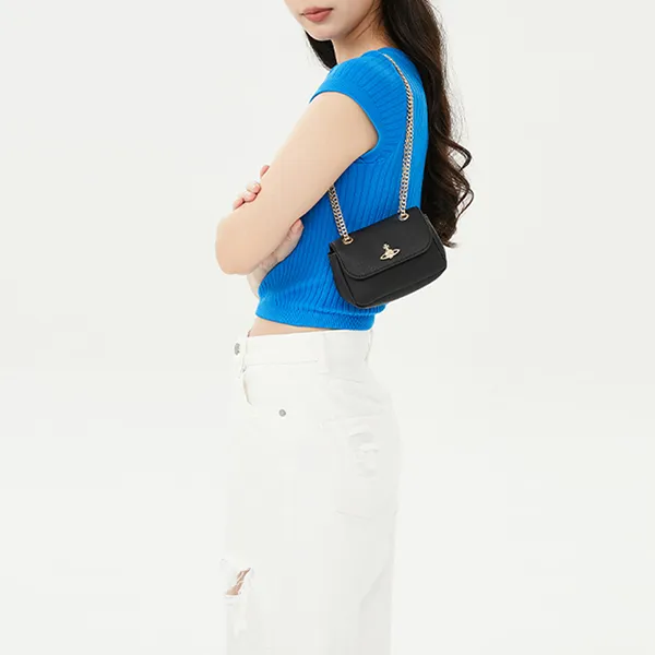 Vivienne Westwood Saffiano Leather Shoulder Bag Crossbody Bag Women's Black-5