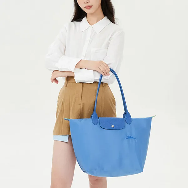 LONGCHAMP Canvas Tote Bag Shopping Bag Handbag Women's Blue-8
