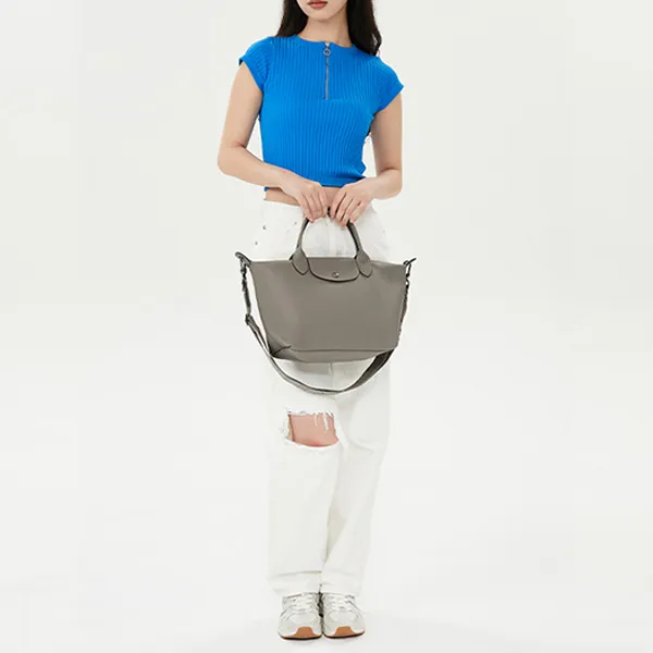 LONGCHAMP Le Pliage Xtra Cow Leather Shoulder Bag, Crossbody Bag, Handbag Trumpets Women's Streptopelia Gray-6