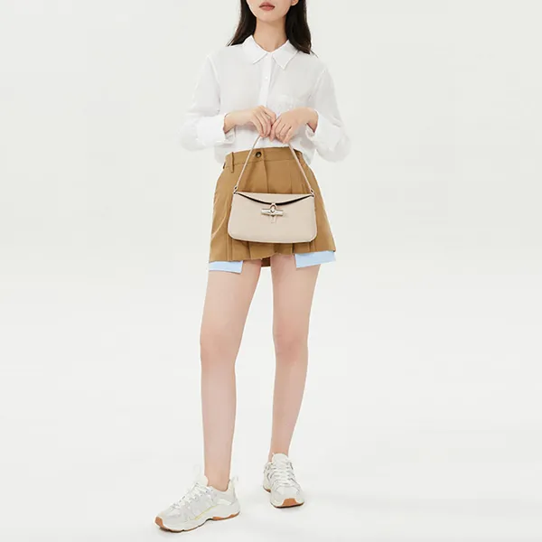 LONGCHAMP Small Roseau Learther Shoulder Bag-4