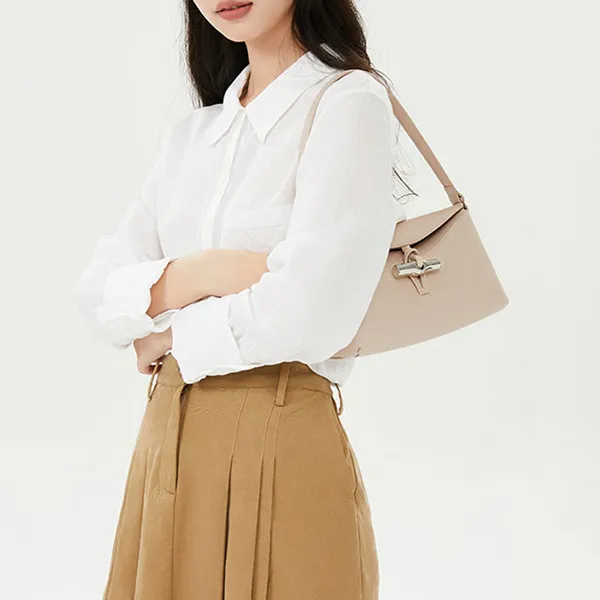 LONGCHAMP Small Roseau Learther Shoulder Bag-2