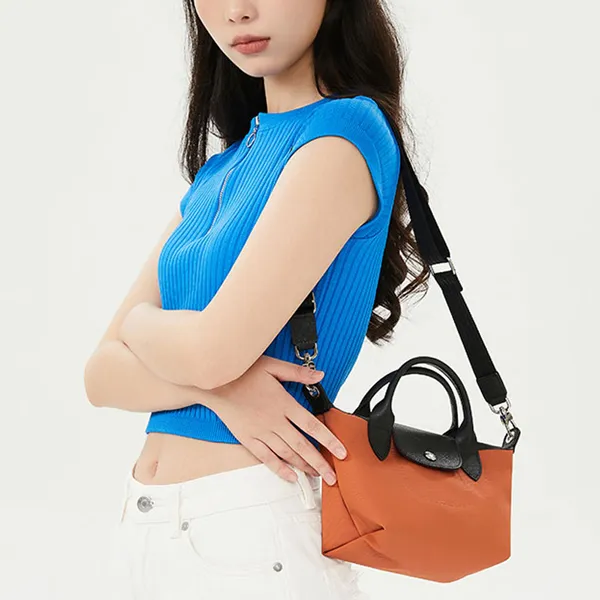 LONGCHAMP Le Pliage Energy Recycled Cotton Handbag Trumpets Women's Rusty Brown & Black-4