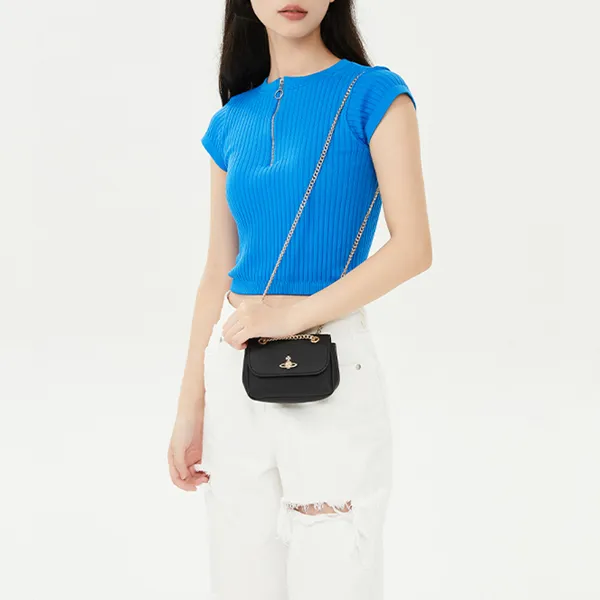 Vivienne Westwood Saffiano Leather Shoulder Bag Crossbody Bag Women's Black-7