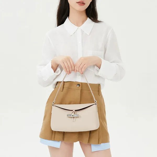 LONGCHAMP Small Roseau Learther Shoulder Bag-6