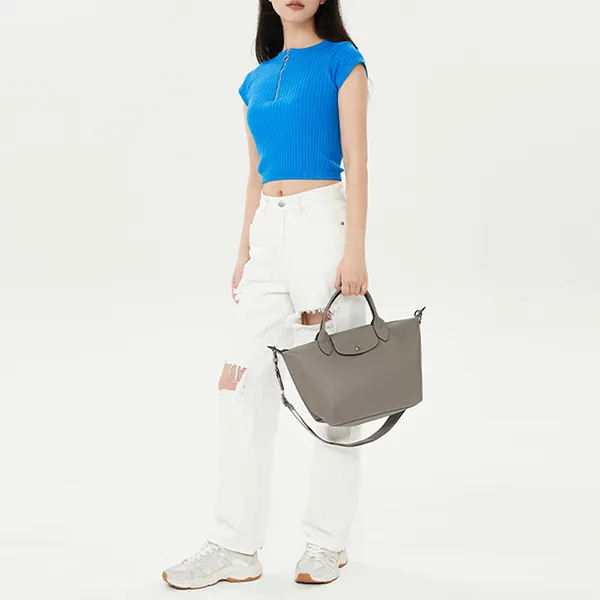 LONGCHAMP Le Pliage Xtra Cow Leather Shoulder Bag, Crossbody Bag, Handbag Trumpets Women's Streptopelia Gray-5