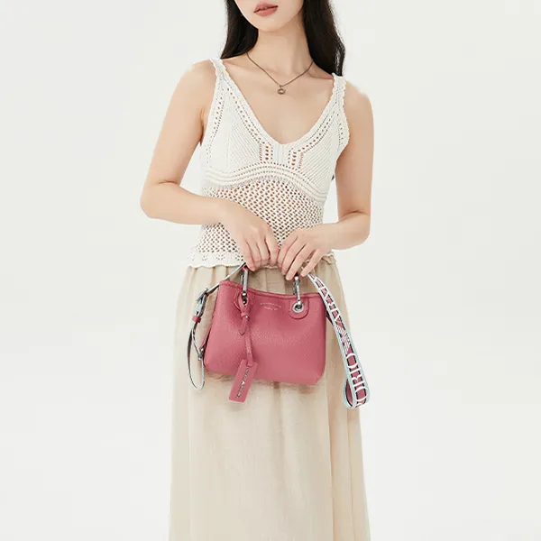 EMPORIO ARMANI Polyurethane Tote Bag Shopping Bag Shoulder Bag Crossbody Bag Handbag Mini Women's Pink-7