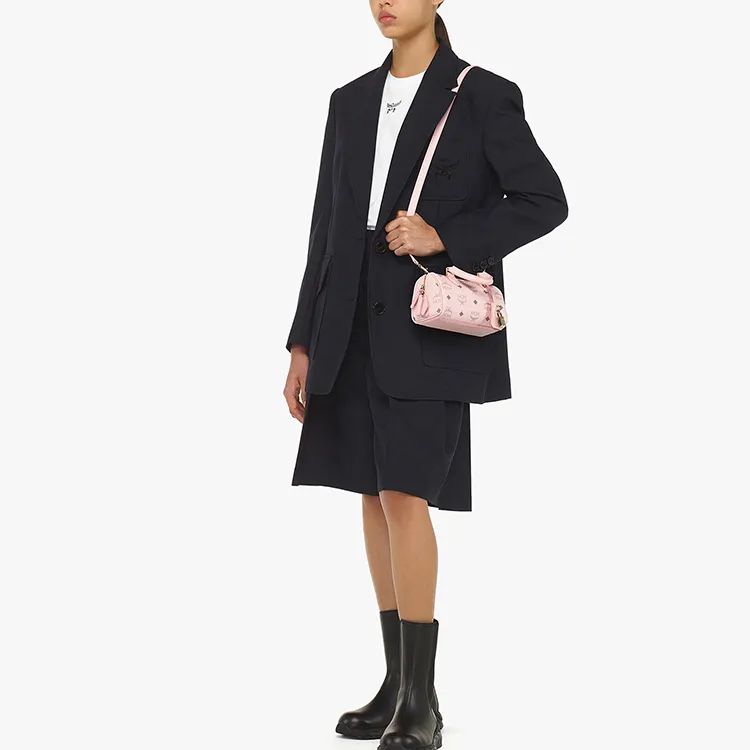 MCM Leather Crossbody Bag Mini Women's Light Mist Pink-5