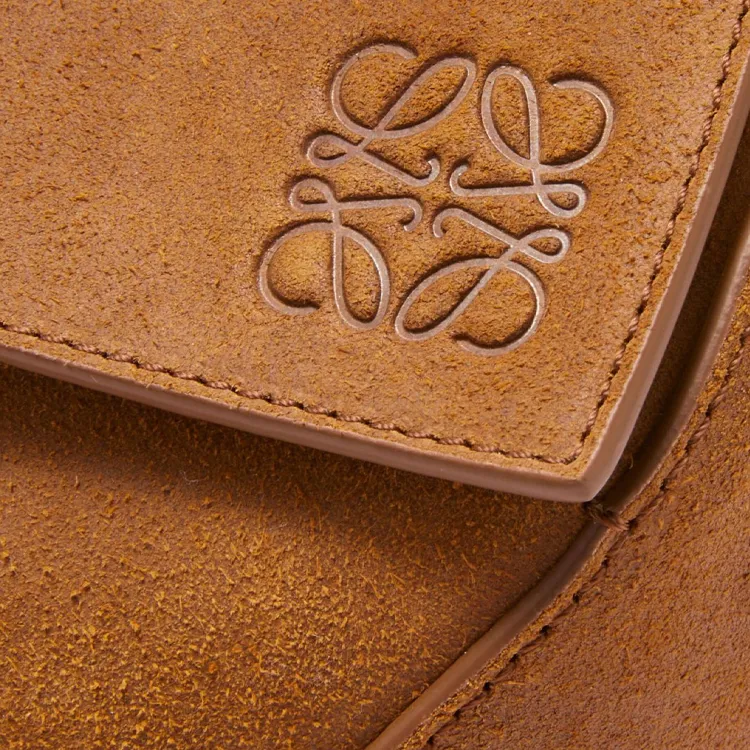 LOEWE Puzzle Pressed Suede Handbag Portable Crossbody Bag Shoulder Bag Large Size Men's Cognac-5