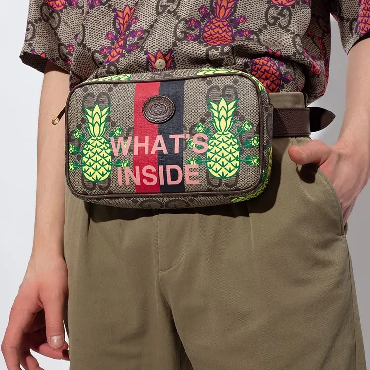 GUCCI Pineapple Gg Supreme Belt Bag Brown-6