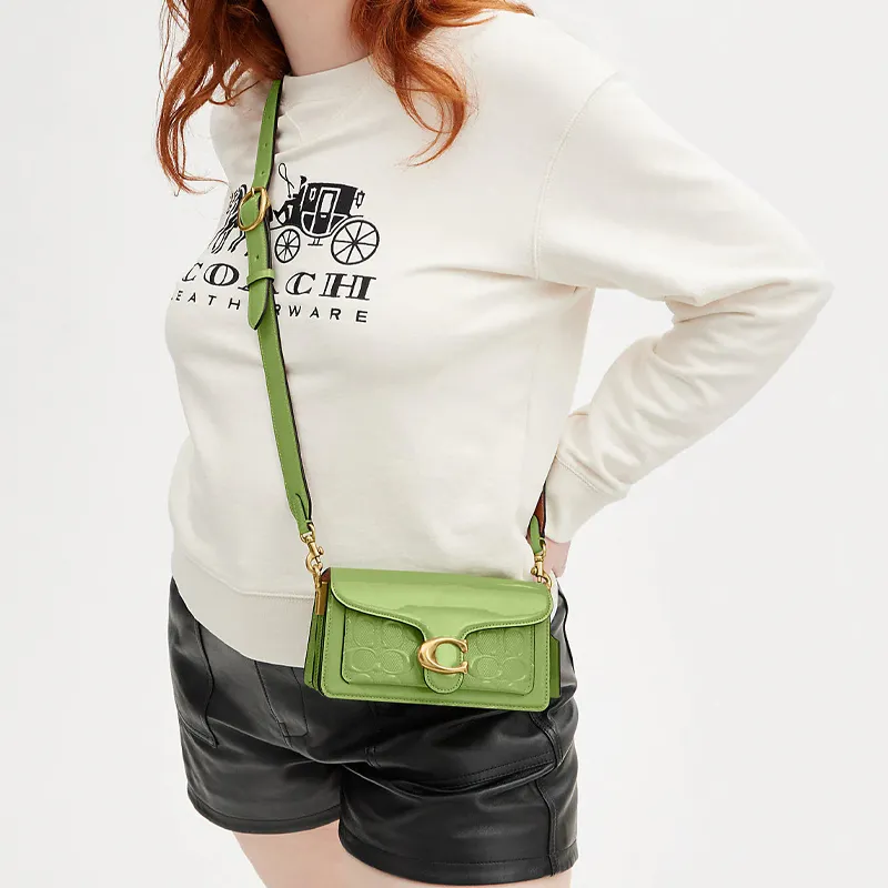 COACH Tabby Patent Leather Messenger Bag, Handbag, Shoulder Bag Women's Grass Green-4