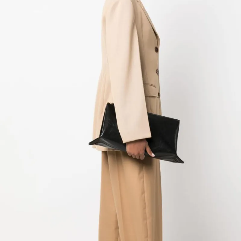 JIL SANDER Logo Embossed Zipped Clutch Bag-4