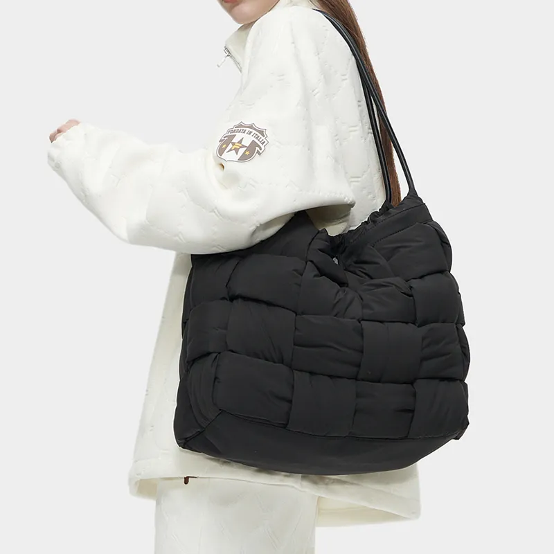 FILA FUSION Fabric Hobo Bag Tote Bag Shopping Bag Shoulder Bag Handbag Regular Unisex Black-5