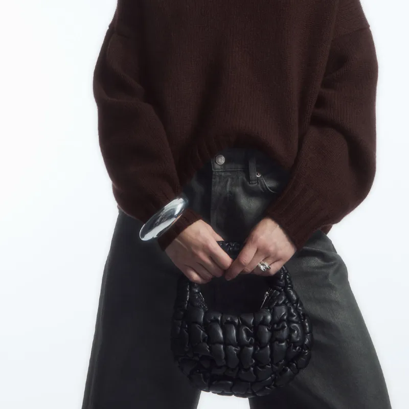 COS Sheepskin Cloud Bag Handbag Small Size Women's Black-4