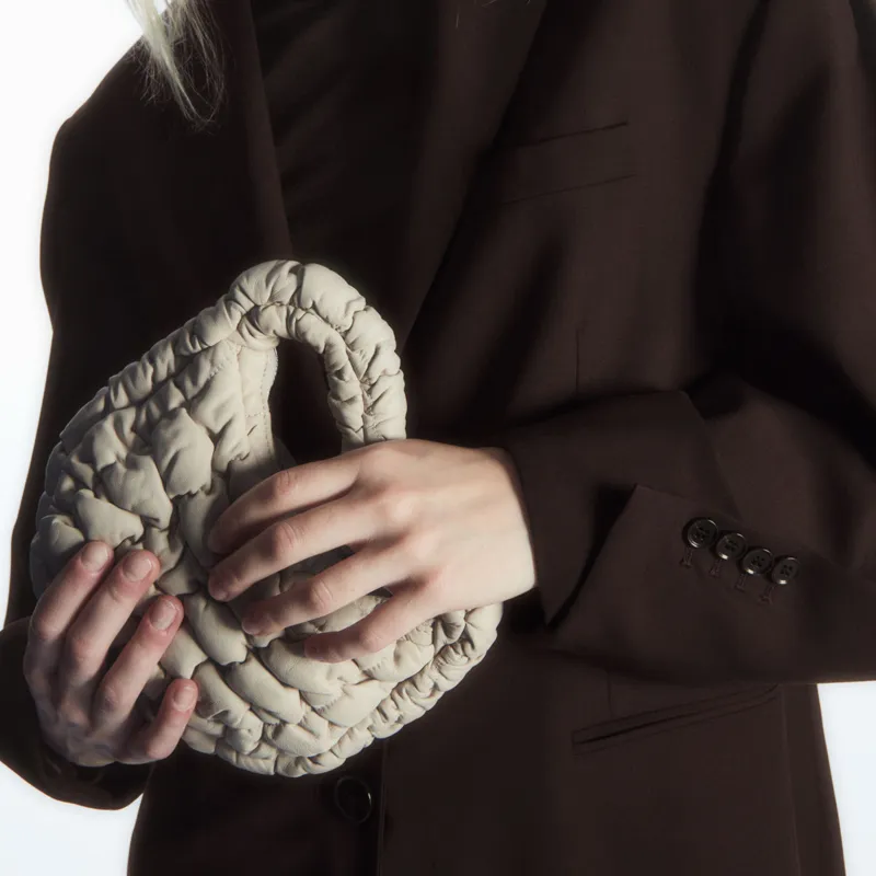 COS Sheepskin Cloud Bag, Handbag Regular Women's White-2
