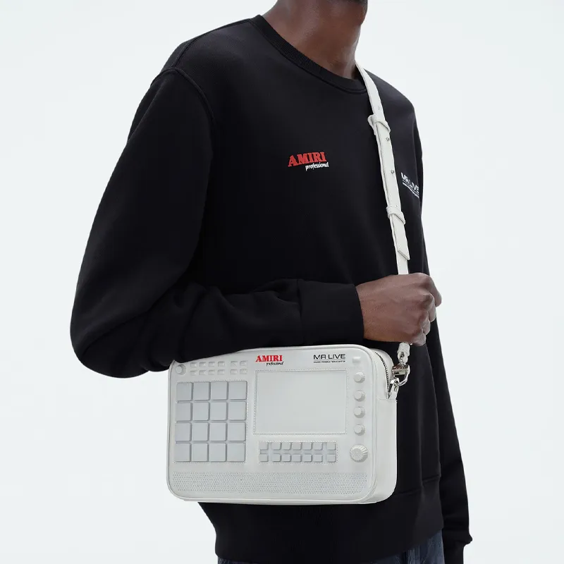 AMIRI Leather Drum Machine Bag Small Square Bag Shoulder Bag Crossbody Bag Regular Men's White-9