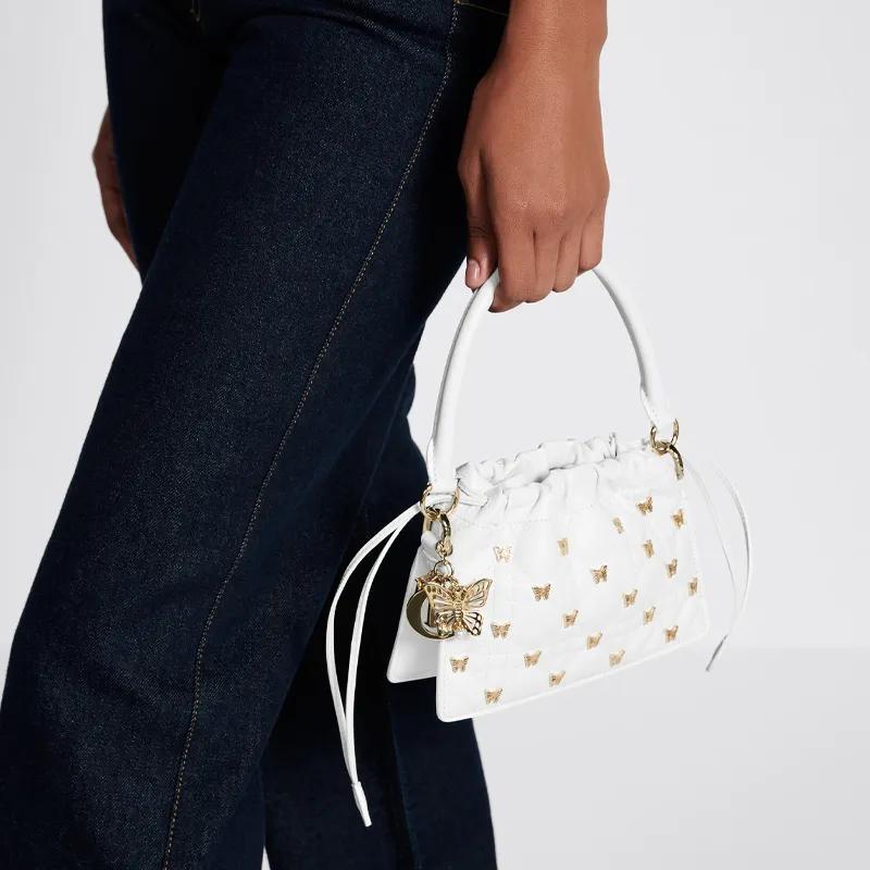 DIOR Sheepskin Shoulder Bag, Crossbody Bag, Handbag Mini Women's White-7