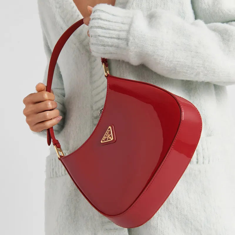PRADA Patent Leather Portable Crossbody Bag Shoulder Bag Women's Cherry Red-6