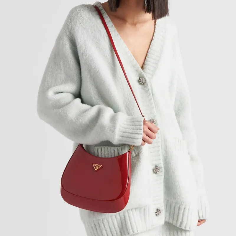 PRADA Patent Leather Portable Crossbody Bag Shoulder Bag Women's Cherry Red-7