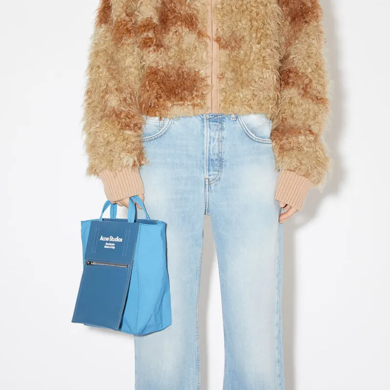 Acne Studios Polyamide With Calfskin Tote Bag Shopping Bag Shoulder Bag Handbag Women's Blue-4