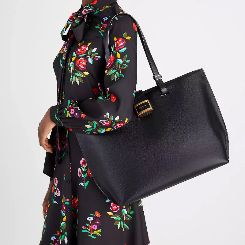 Kate Spade Leather Tote Bag Shopping Bag Handbag Shoulder Bag Women's Black-2
