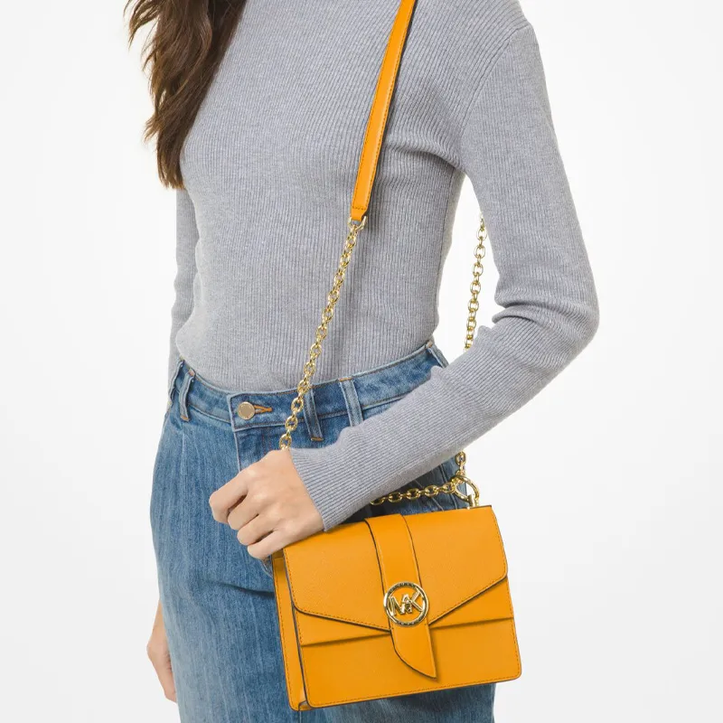 MICHAEL KORS Greenwich Leather Handbag Shoulder Bag Crossbody Bag Small Size Women's Gold Rod-4