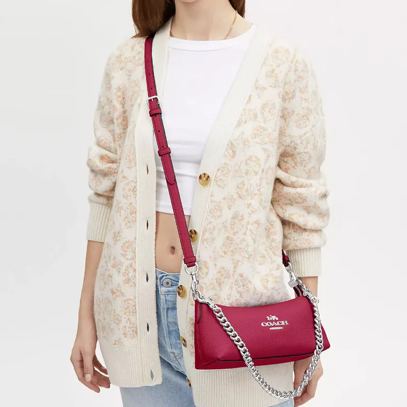 COACH Charlotte Cow Leather Portable Crossbody Bag Shoulder Bag Women's Bright Purple-3