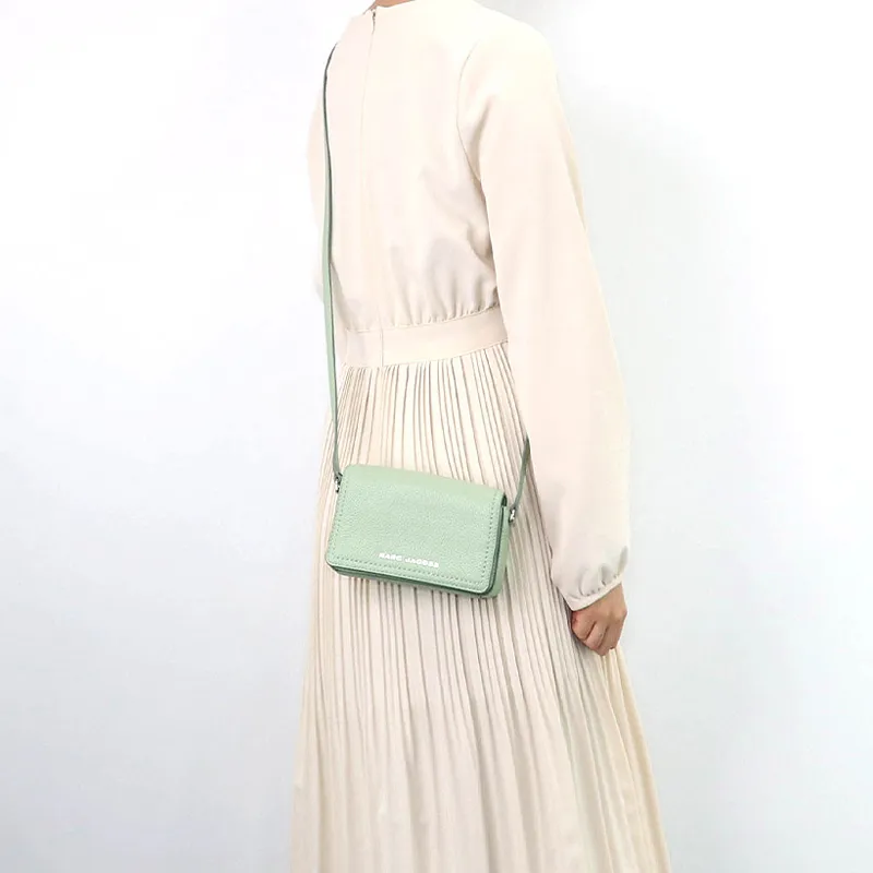 MARC JACOBS Leather Small Square Bag, Crossbody Bag, Shoulder Bag Women's Mint-5
