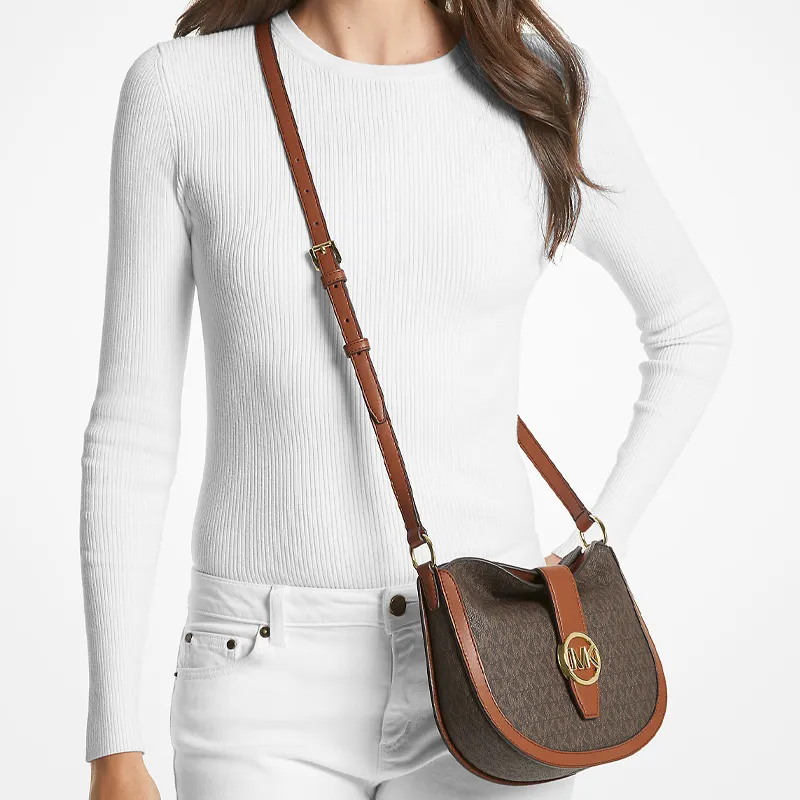 MICHAEL KORS Gabby Canvas Hobo Bag Shoulder Bag Crossbody Bag Small Size Women's Brown-5