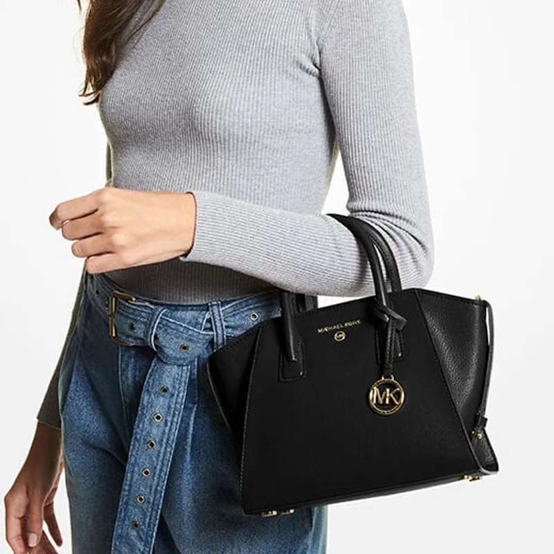 MICHAEL KORS Avril Soft Leather Shoulder Bag Crossbody Bag Handbag Small Size Women's Black-4