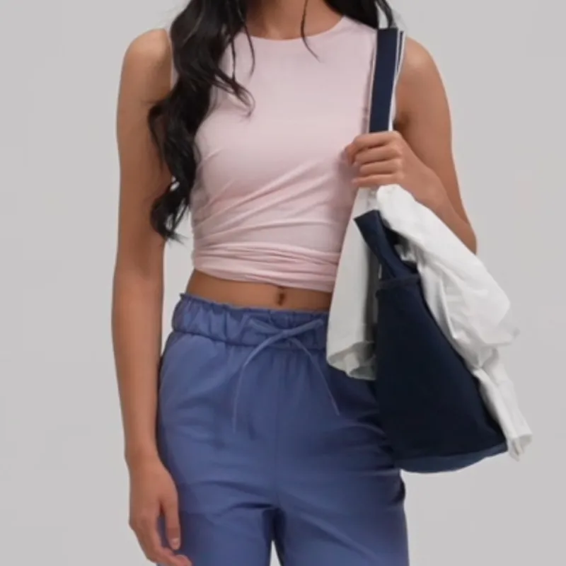 Lululemon Cotton Blend Canvas Bag, Tote Bag, Shopping Bag, Shoulder Bag, Handbag Women's Dark Blue White Dot-2