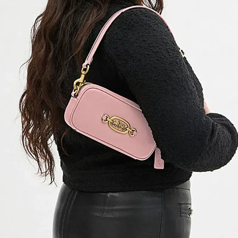 COACH Cow Leather Portable Crossbody Bag Shoulder Bag Small Size Women's Soft Pink-4