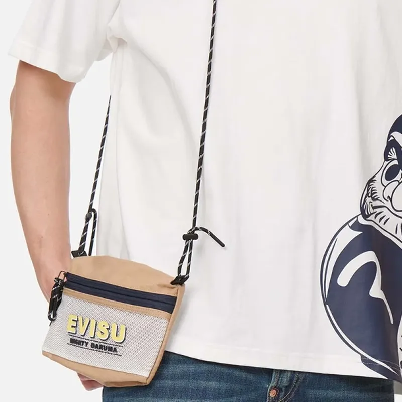 EVISU Cotton, Polyester, Elastane Shoulder Bag, Crossbody Bag Men's White Blue Yellow Multicolor-4