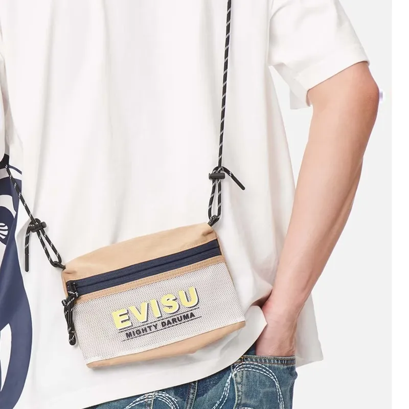 EVISU Cotton, Polyester, Elastane Shoulder Bag, Crossbody Bag Men's White Blue Yellow Multicolor-3