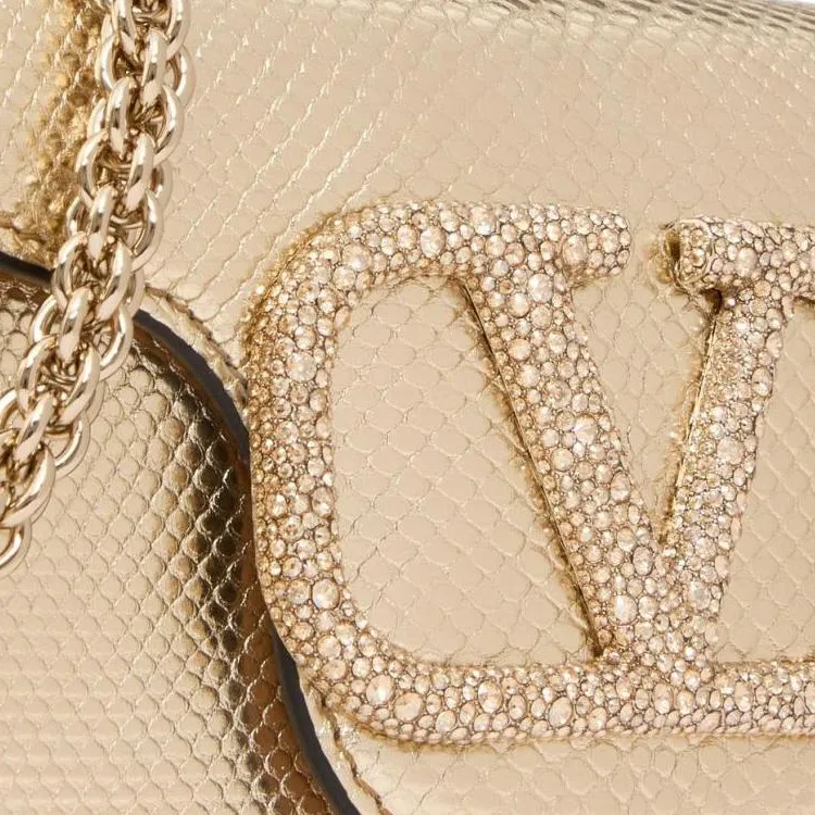 Valentino GARAVANILocò Crystal With Leather Portable Crossbody Bag, Shoulder Bag Women's Metallic-6