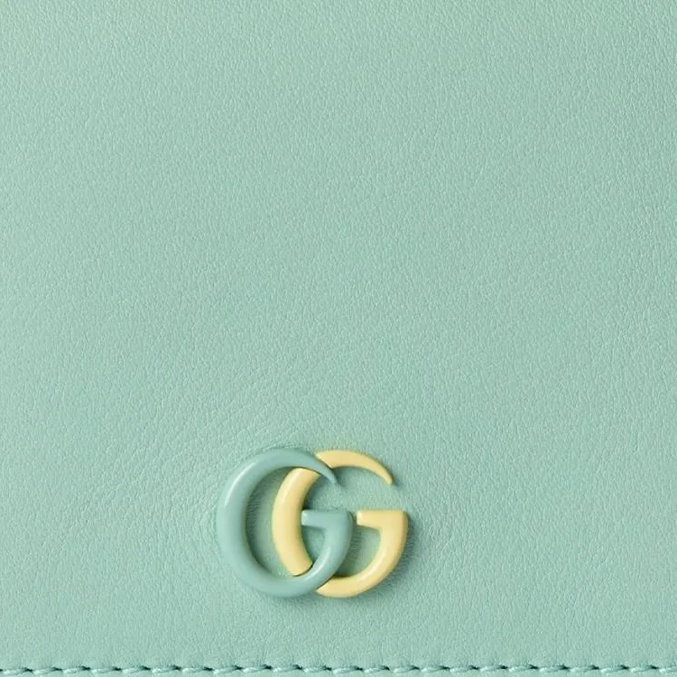 GUCCI GG Marmont Leather Card Holder Women's Light Green & Light Yellow-6