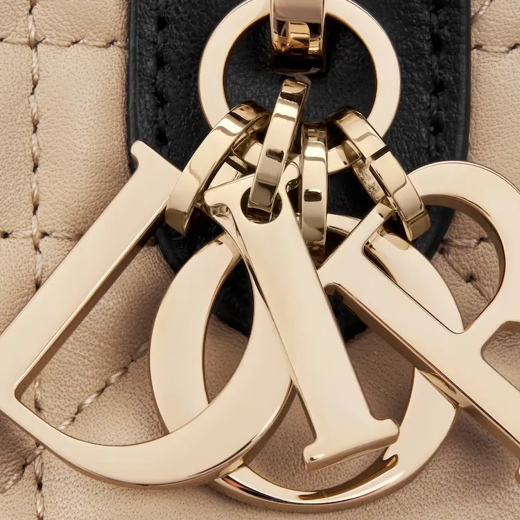 DIOR Calfskin Handbag Trumpets Women's Beige-6
