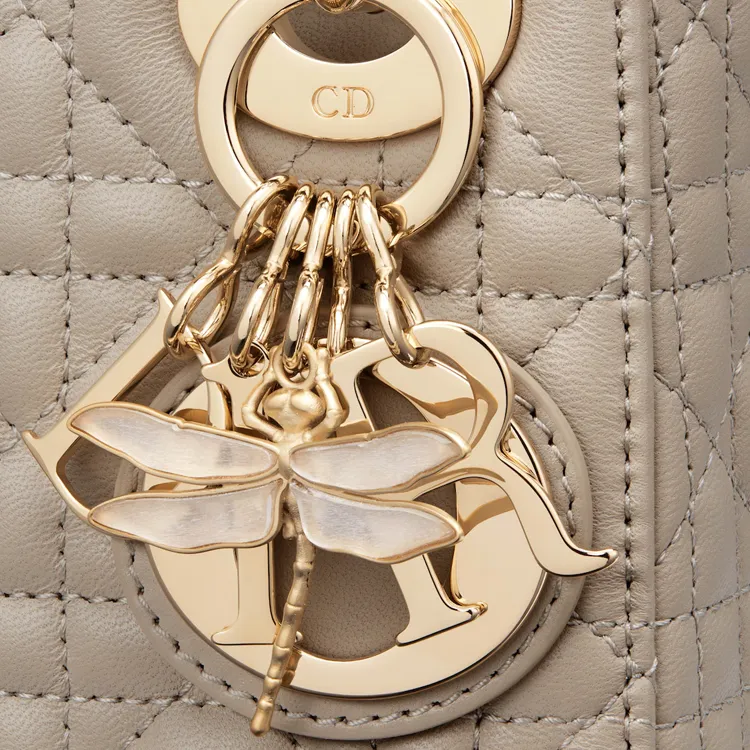 DIOR Lady Dior Lambskin Shoulder Bag Crossbody Bag Handbag Mini Women's Sand-4