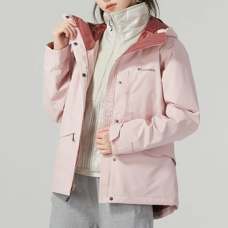 Columbia Outdoor Hiking Waterproof And Windproof Windbreaker Jacket Women's Pink-2