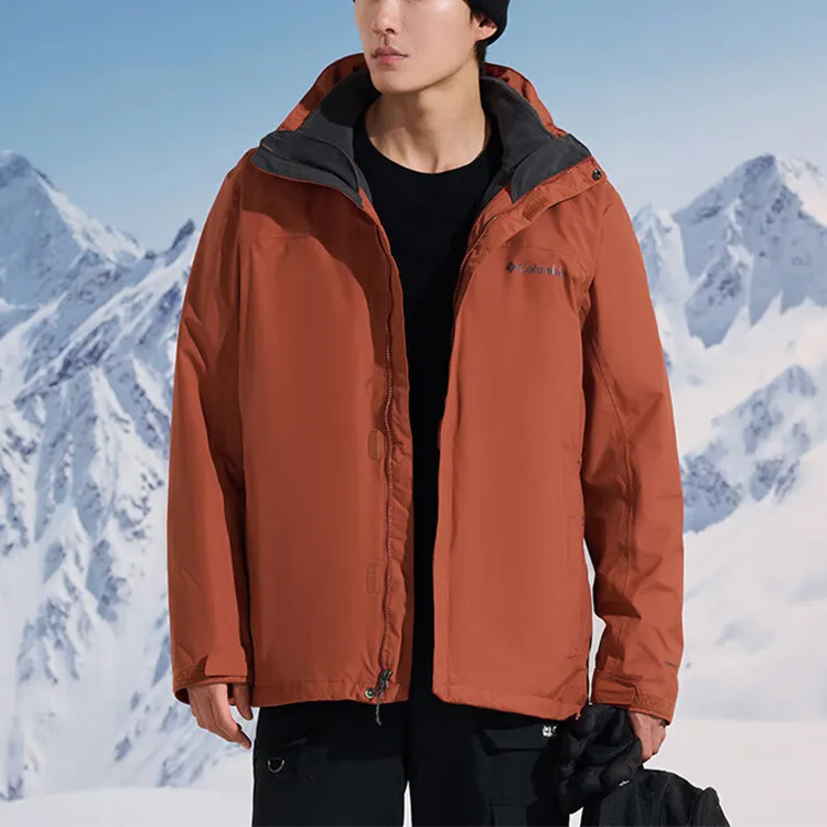 Columbia Waterproof, Windproof, Abrasion Resistant, Thermal Windbreaker Jacket Men's Dark Red-2