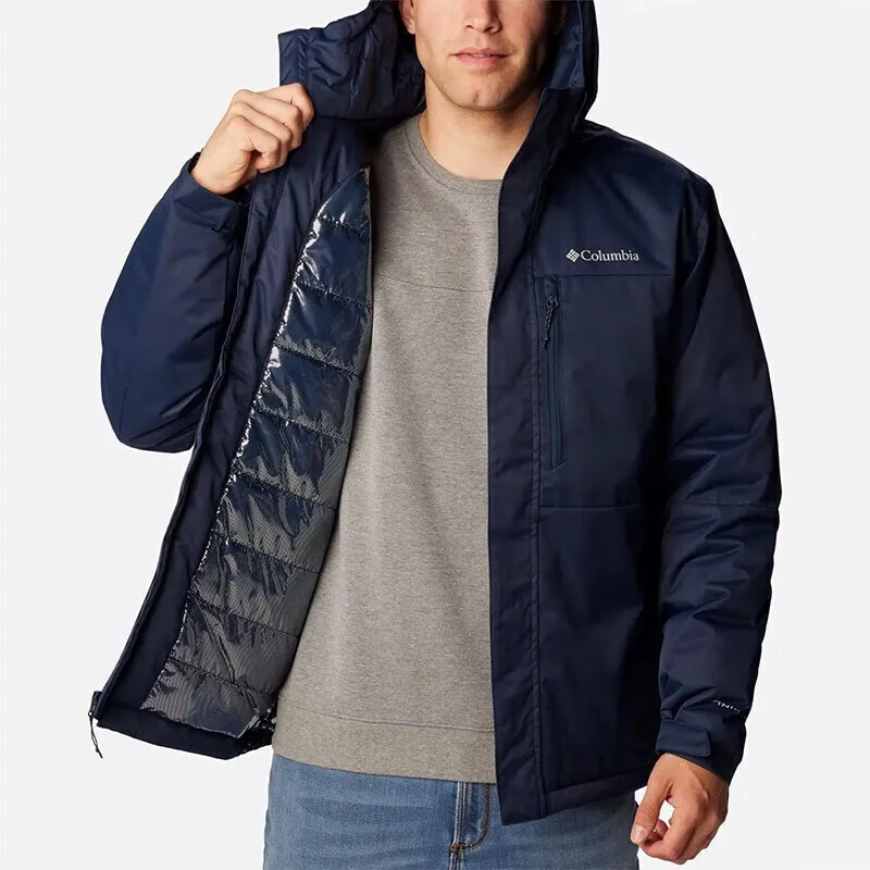 Columbia Puffer Jackets Men Navy Blue-2