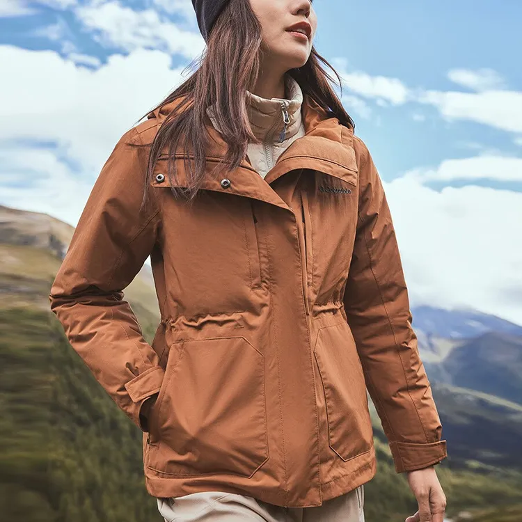 Columbia Waterproof And Windproof To Keep Warm Windbreaker Jacket Women's Brown-4